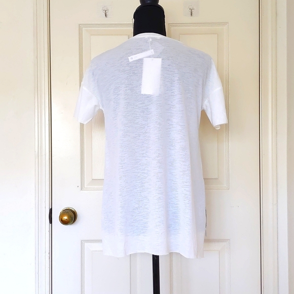 NWT. Zara Cream White Short Sleeve Blouse w/front sparkle design and raw edges. - Picture 5 of 5